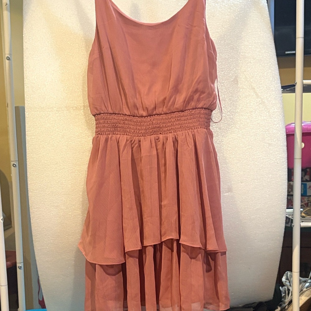 Express Coral Layered Mini Dress